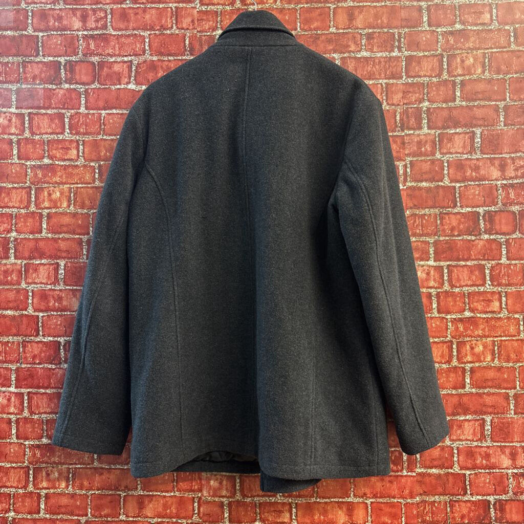 Kenneth Cole Reaction Pea Coat Wool Charcoal Grey Men’s Size L