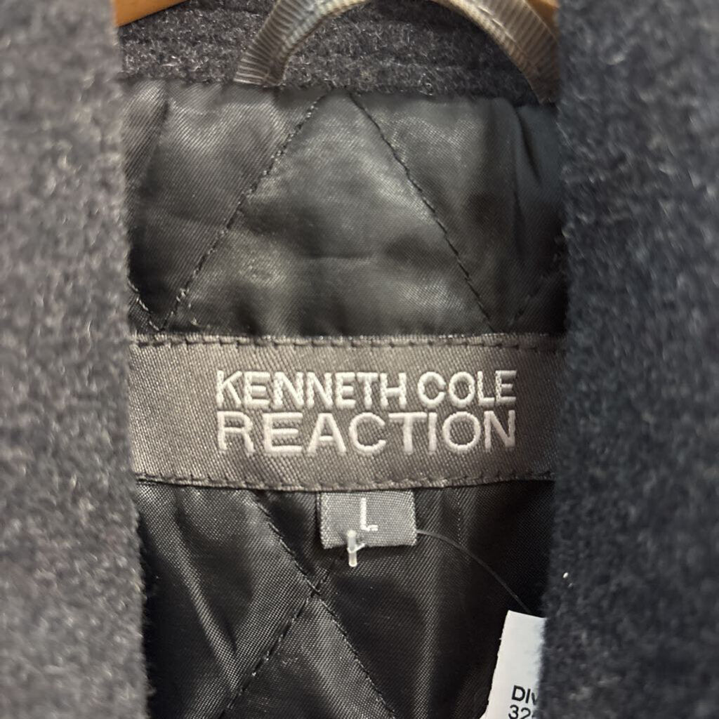 Kenneth Cole Reaction Pea Coat Wool Charcoal Grey Men’s Size L