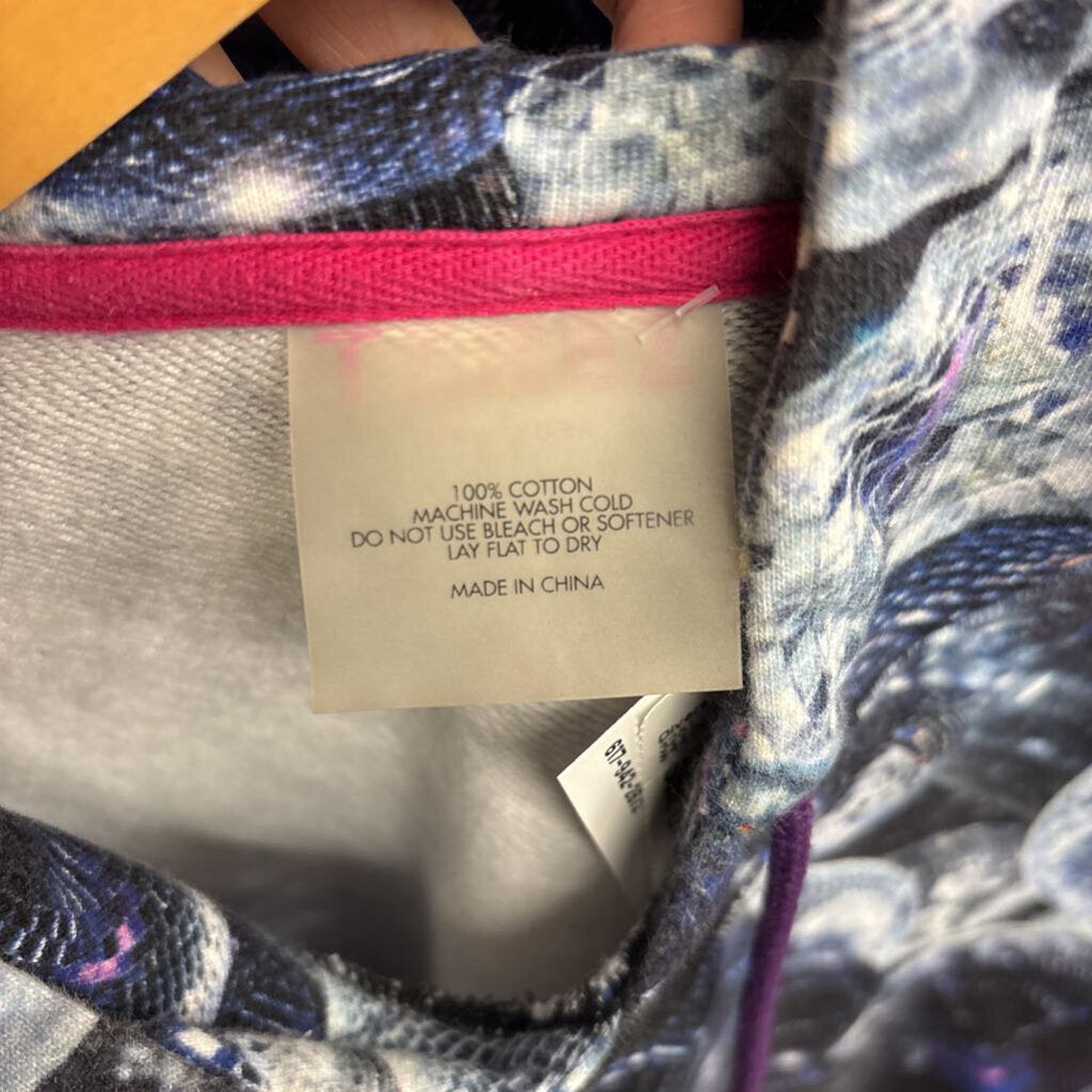 Terez Hoodie Disco Ball Pattern Blue/Silver Ladies Size L/XL