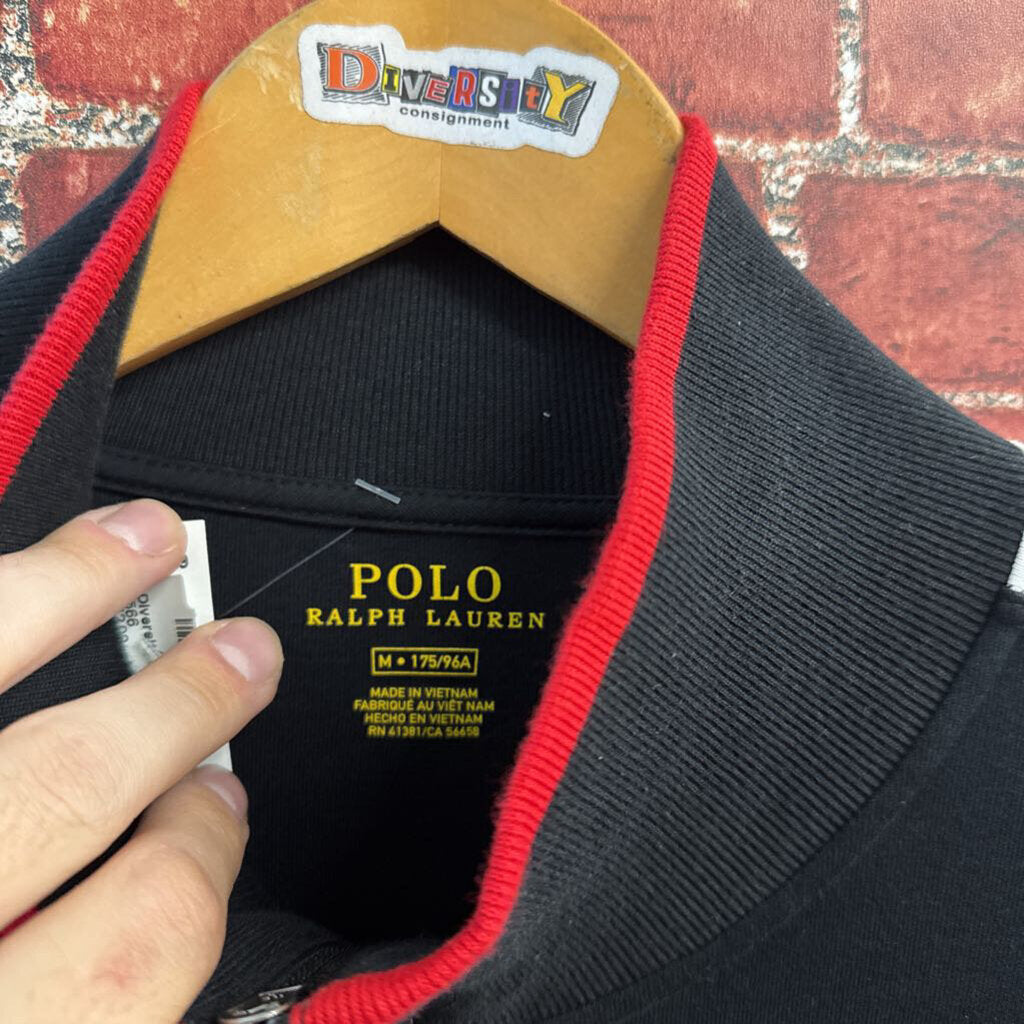 Polo Ralph Lauren Track Jacket White Stripe Black Men’s Size M
