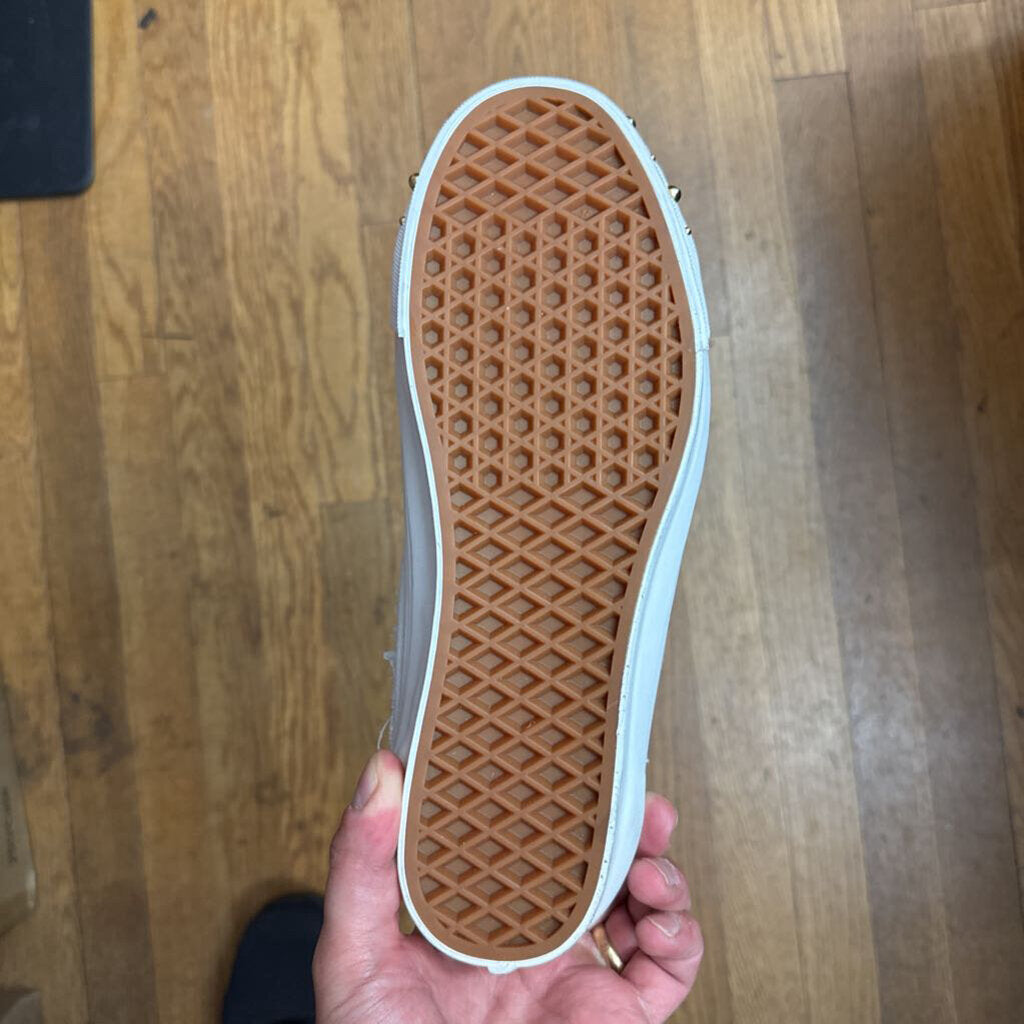 Vans x Metagirl Sneakers Croc Print on Toe Big Gold Buckle Gold Studs White/Gold Size 9L