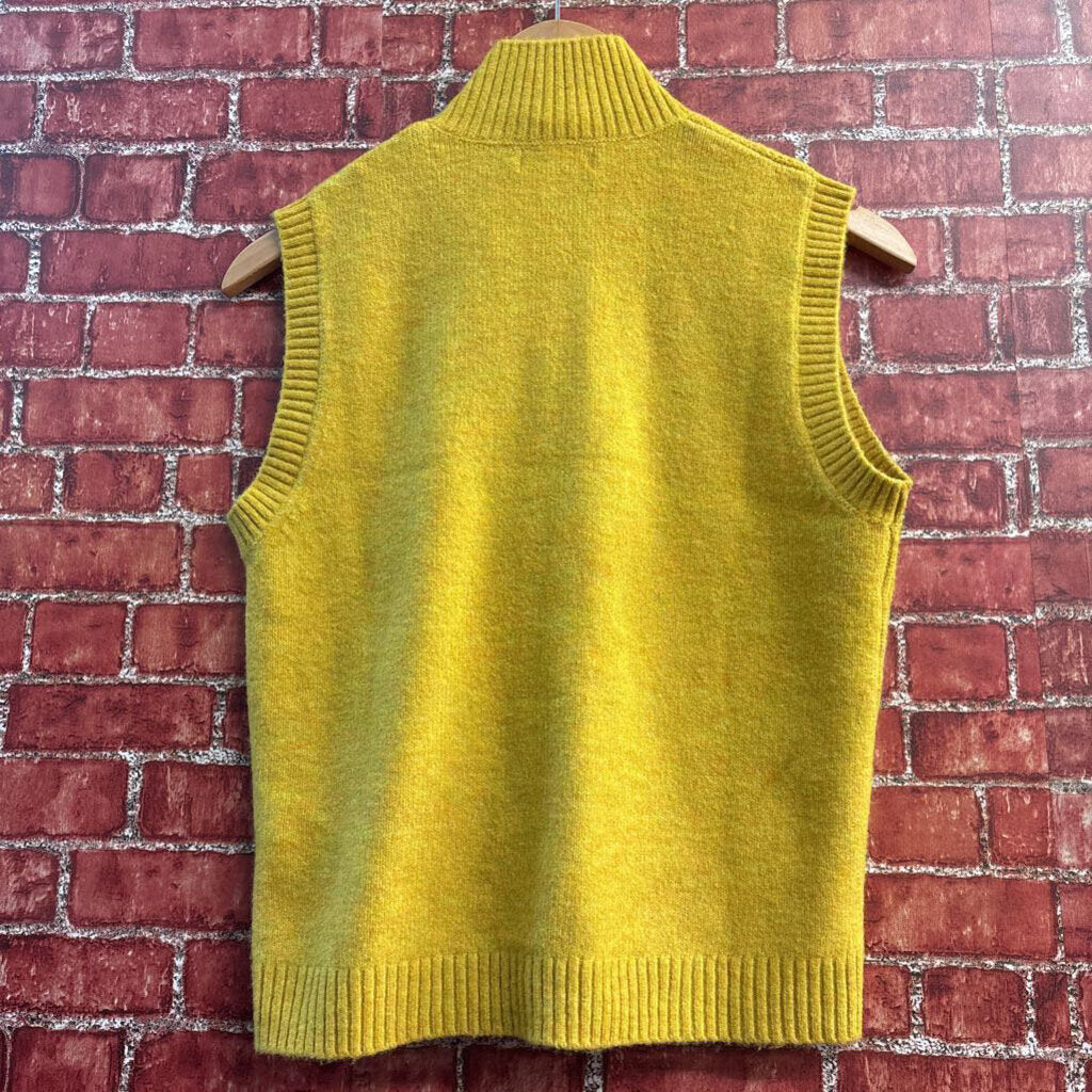 Calvin Klein Sleeveless Zip-Up Sweater Vest Mock-Neck Yellow Ladies Size S
