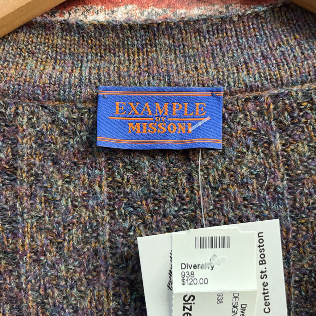Vintage Example by Missoni Cable Knit Buttoned Cardigan Grey/Purple/Blue/Multi Size L