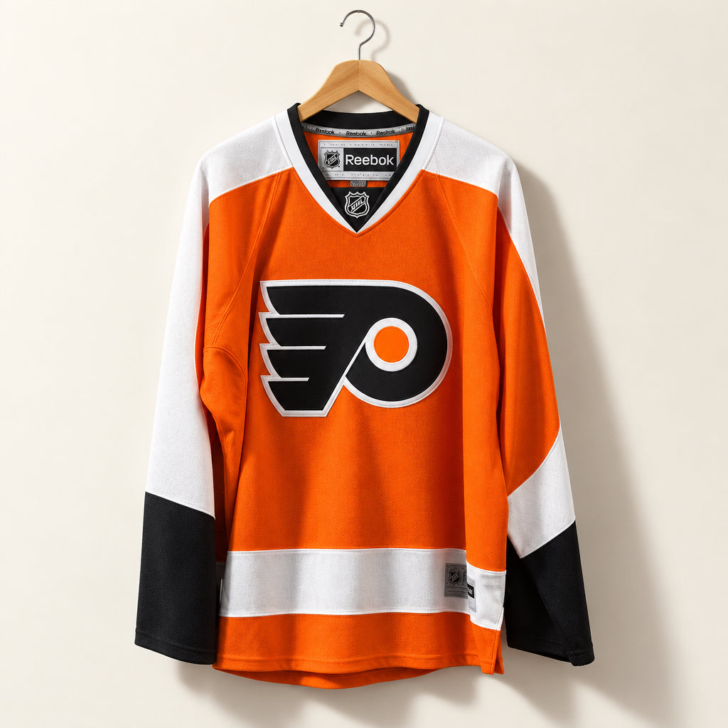 Reebok Jersey Philadelphia Flyers Bright Orange/ White/Black Men’s Size L