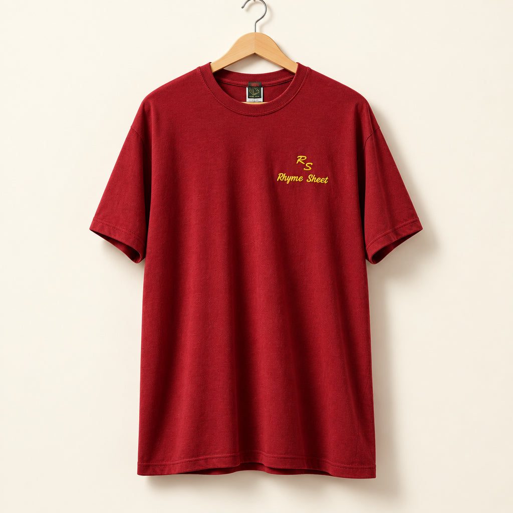 Rhyme Sheet T-Shirt Red Men’s Size XL