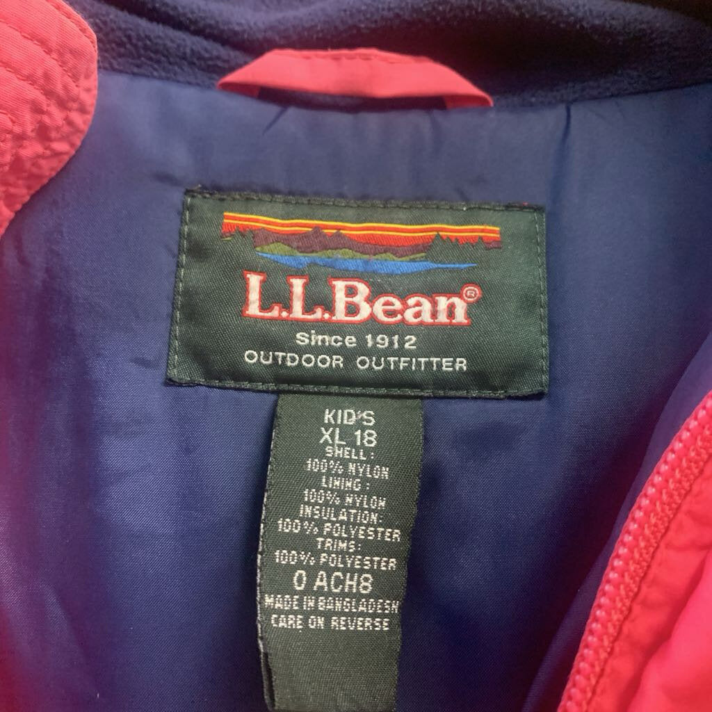 LL Bean Colorblock Winter Jacket Pink/Navy Ladies Size XL