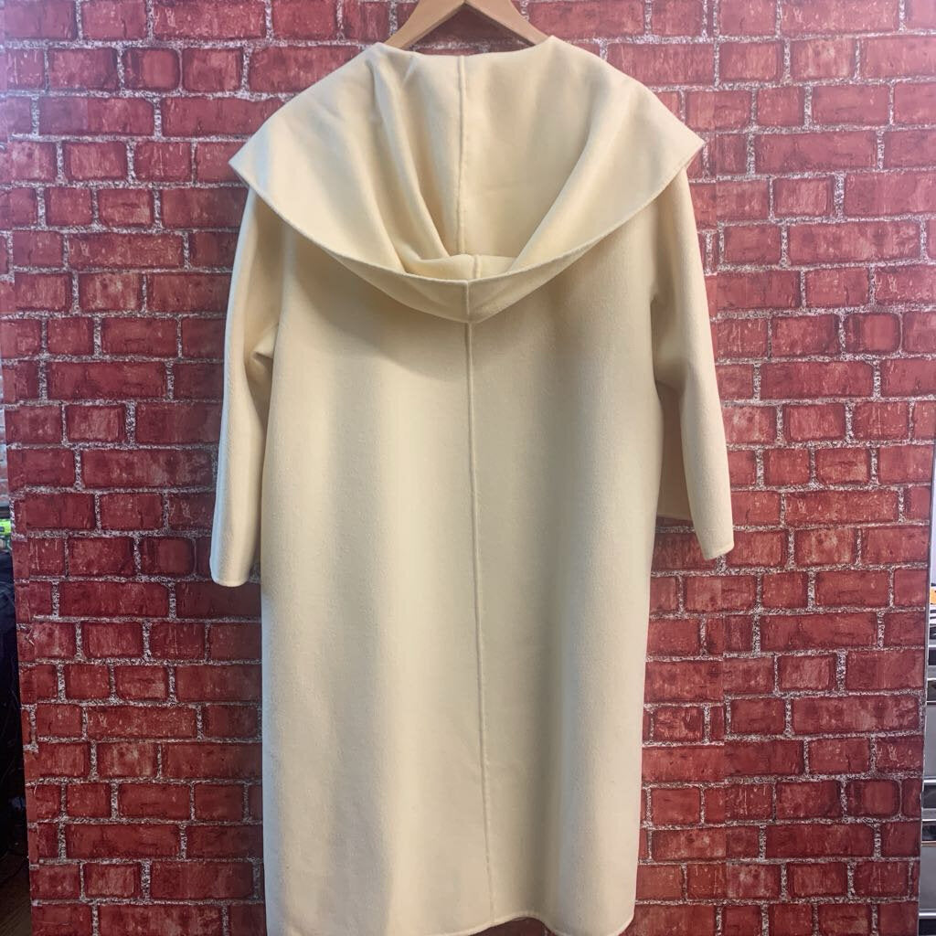 Max Mara Studio Cucito a Mano Light Wool Long Jacket Yellow Ladies Size XL