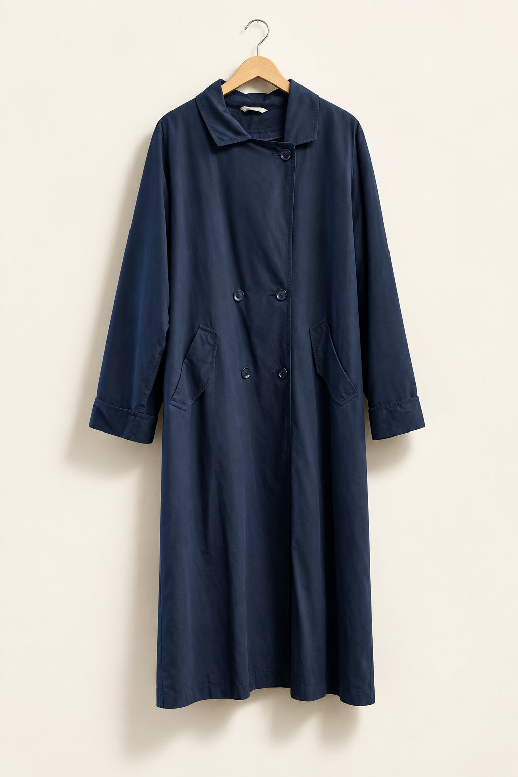 American Bazaar Vintage Trench Coat Navy Ladies Size 18 *Missing Belt