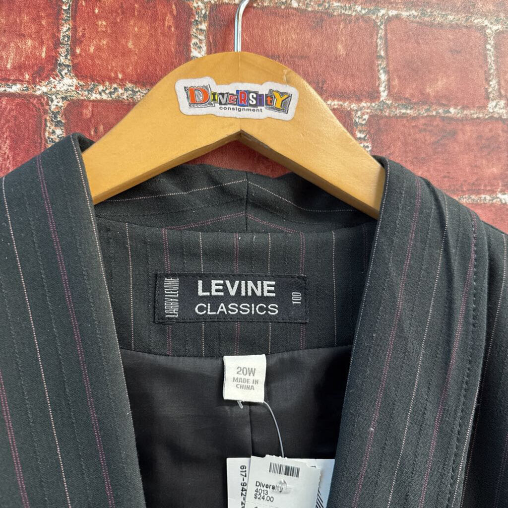 Levine Classics Vintage Blazer Stripes One Button Black/Plum Ladies Size 20W