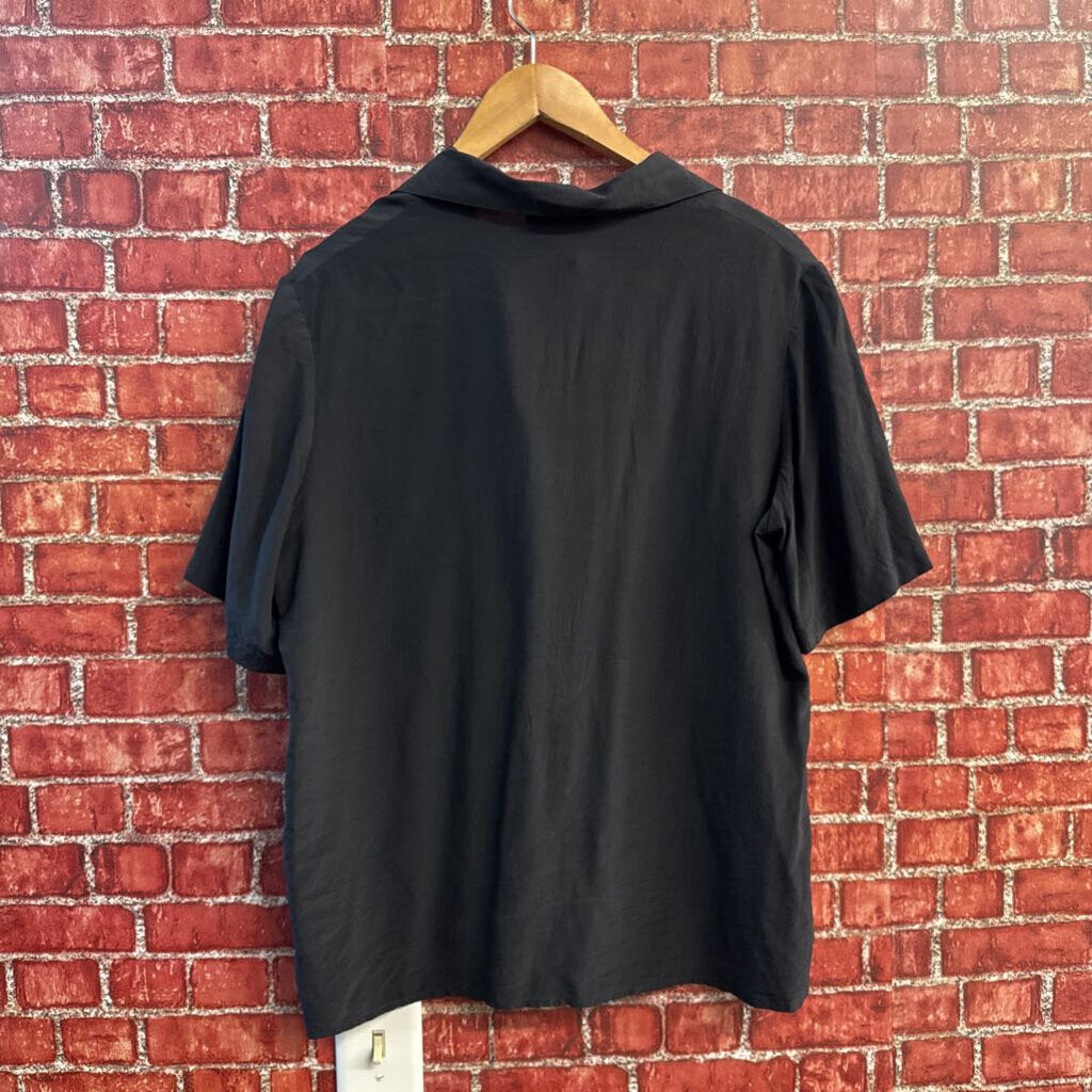 Vintage Spenser Jeremy Frog Closure "Button" Up Top Black Ladies Size M