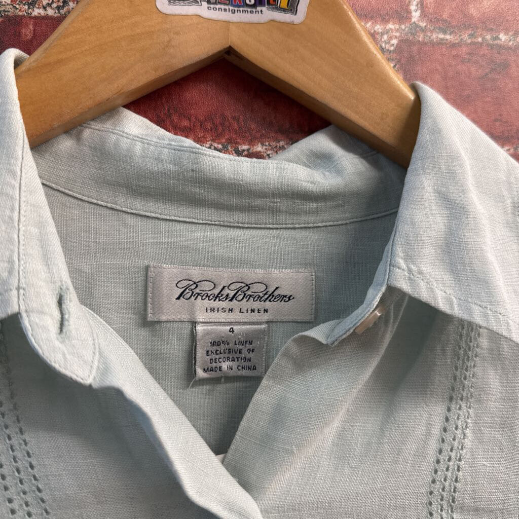 Brooks Brothers Linen Button Up Seafoam Green Ladies Size 4