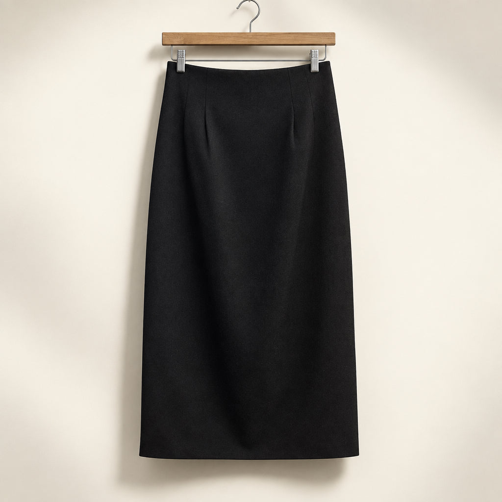 David N Vintage Maxi Skirt Wool Black Ladies Size 8