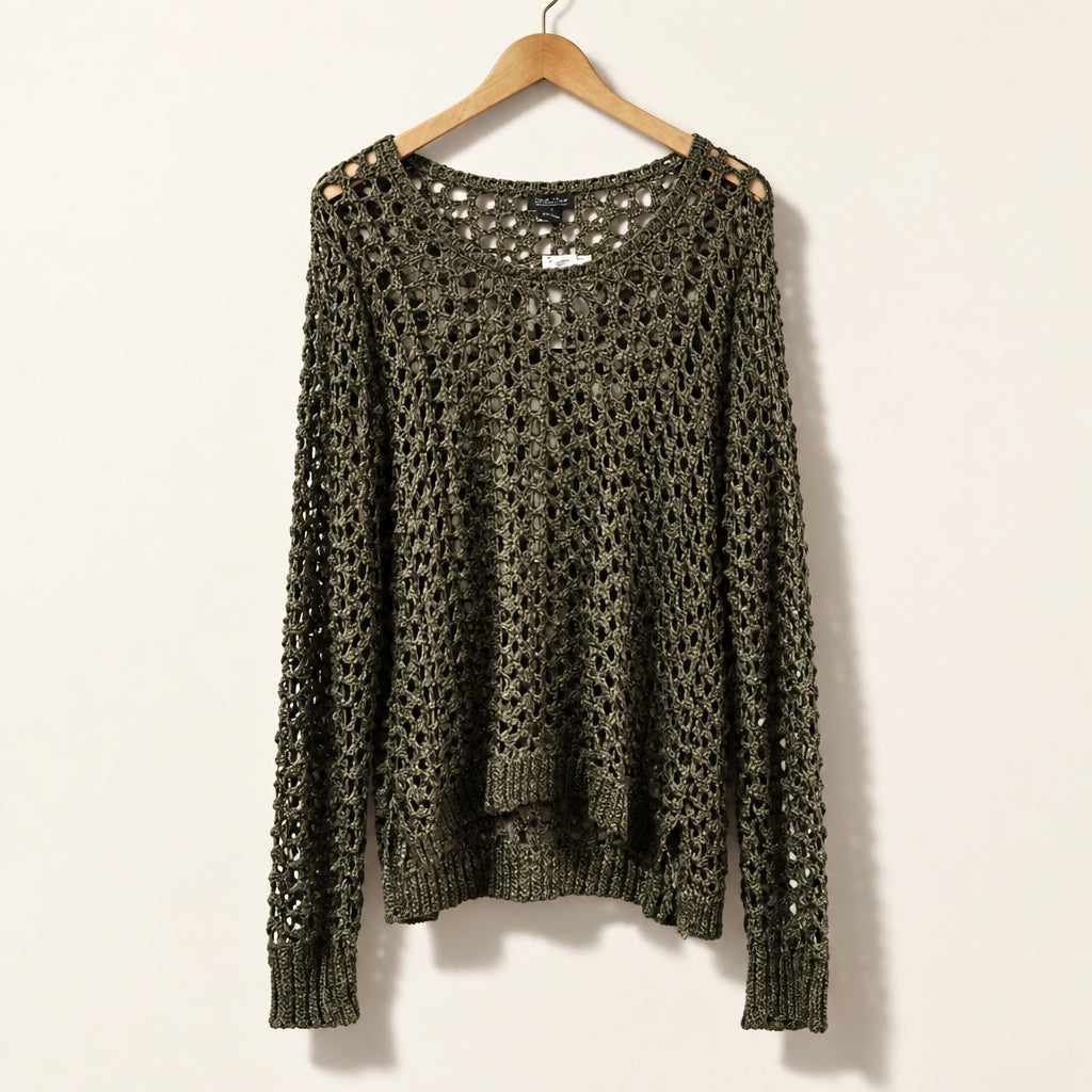 Lucky Brand Sweater Wide Knit Metallic Bronze Ladies Size M