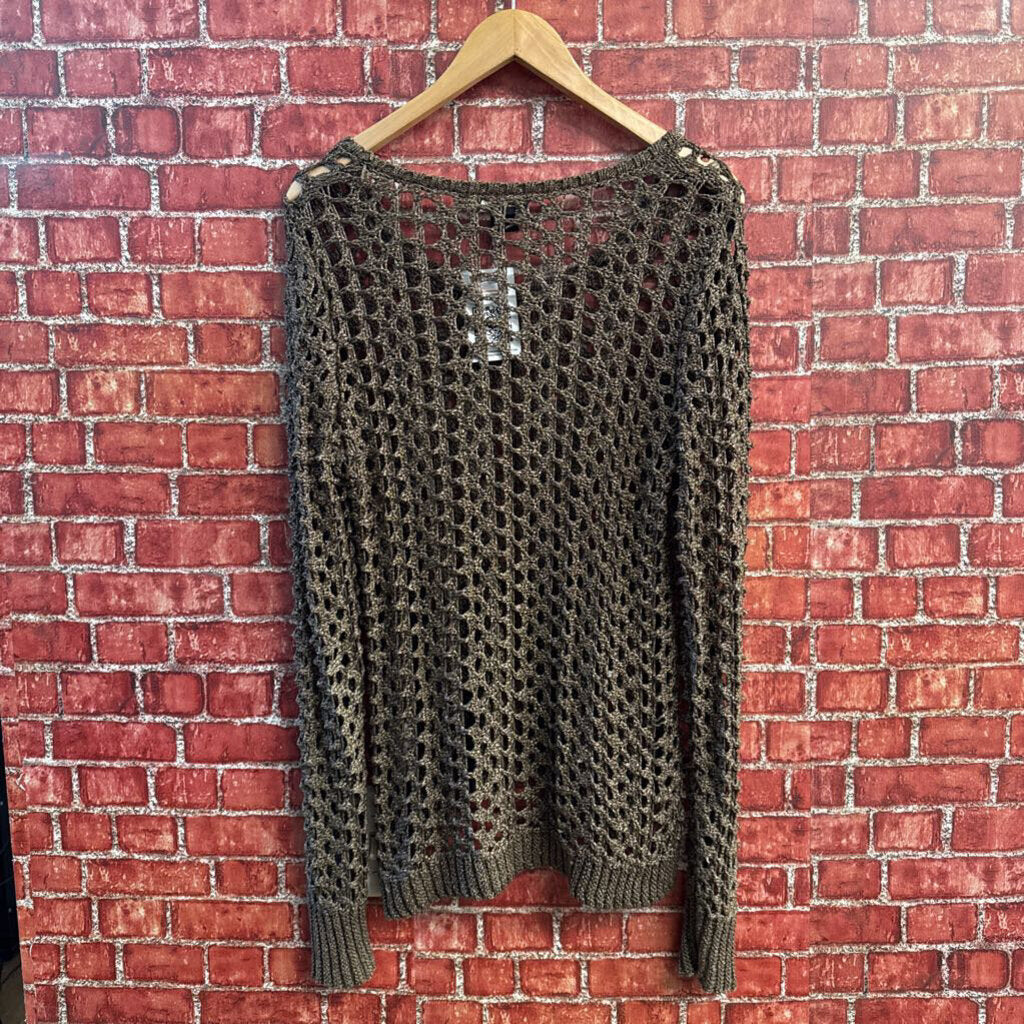 Lucky Brand Sweater Wide Knit Metallic Bronze Size M