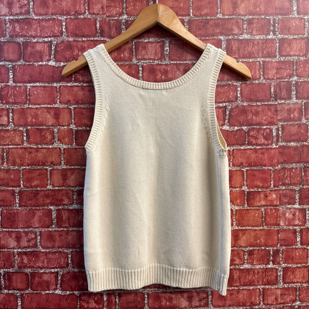 Cambridge Spirit Vintage Knit Vest Beige Ladies Size M