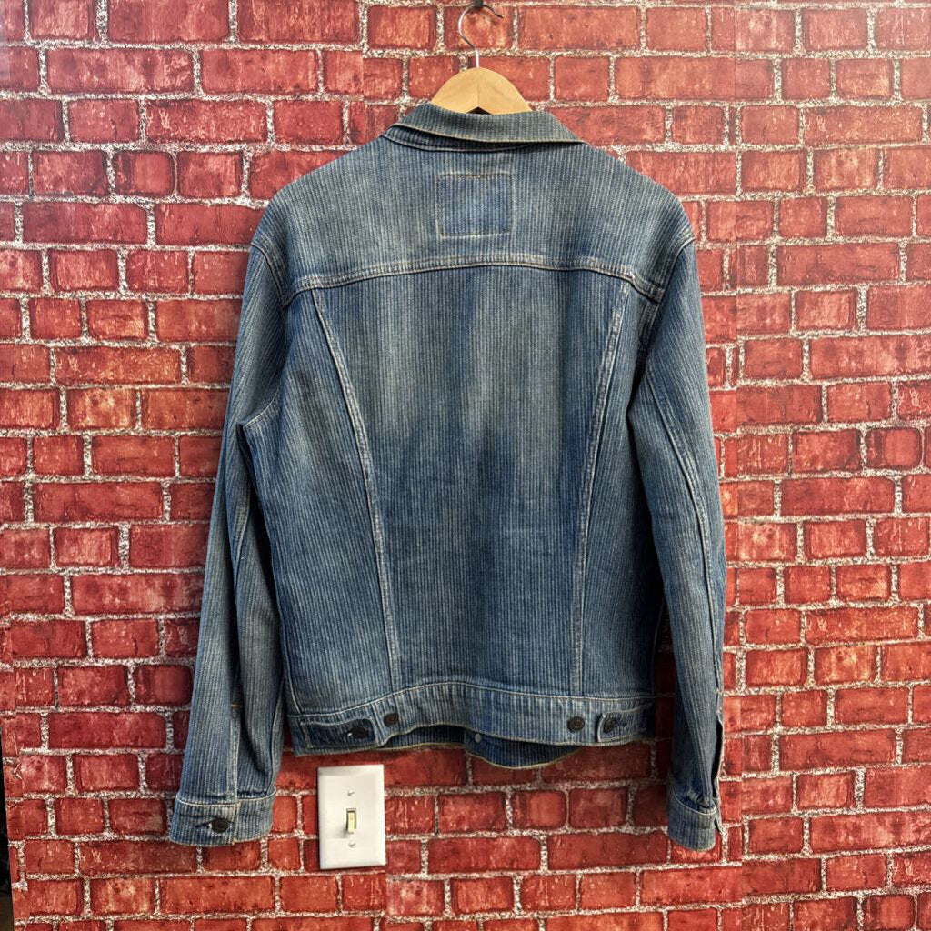 Levi Strauss & Co Jean Jacket Faded Pin Stripes Blue Men’s Size M