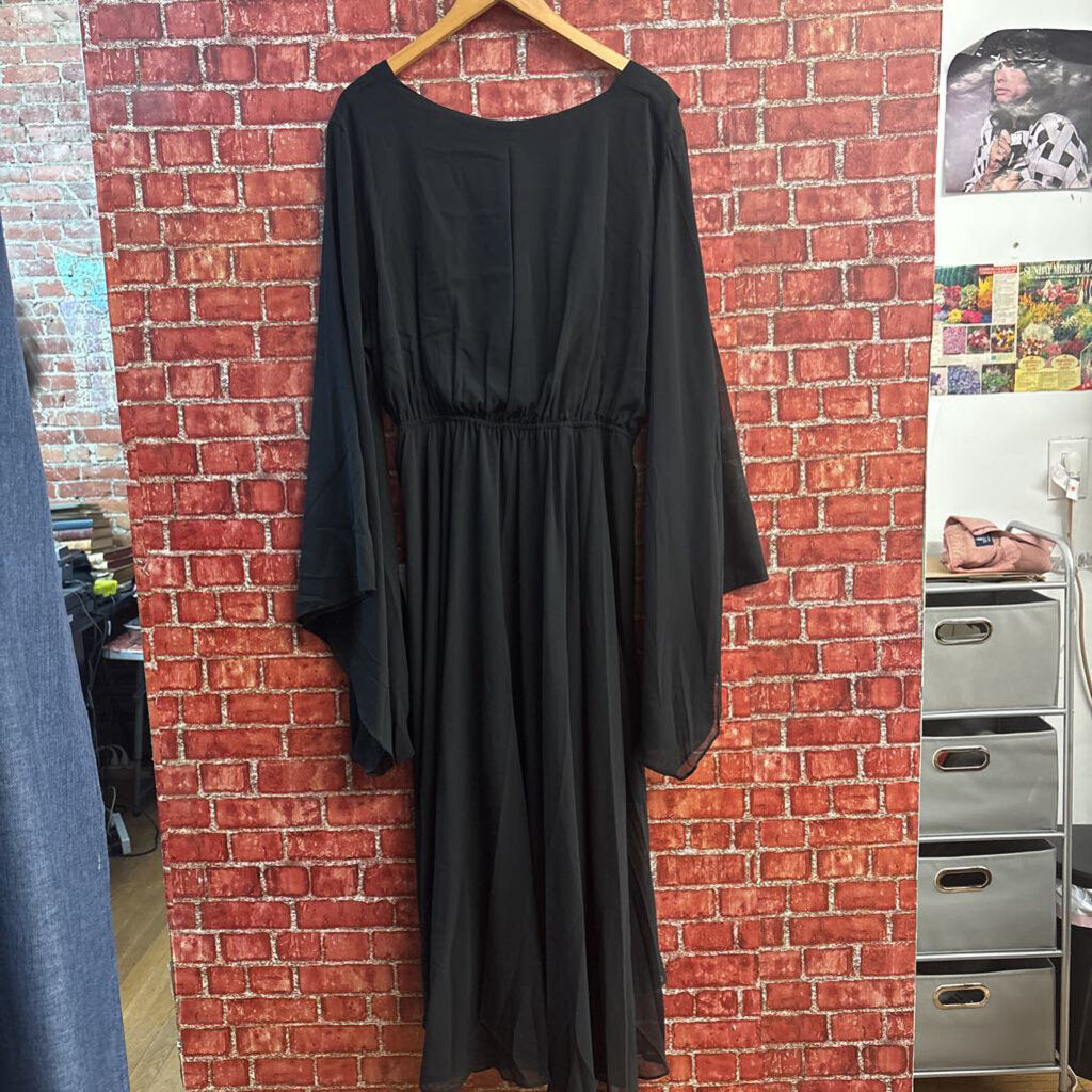 Meghan Los Angeles Maxi Dress Wrap Top Black Ladies Size 2XL
