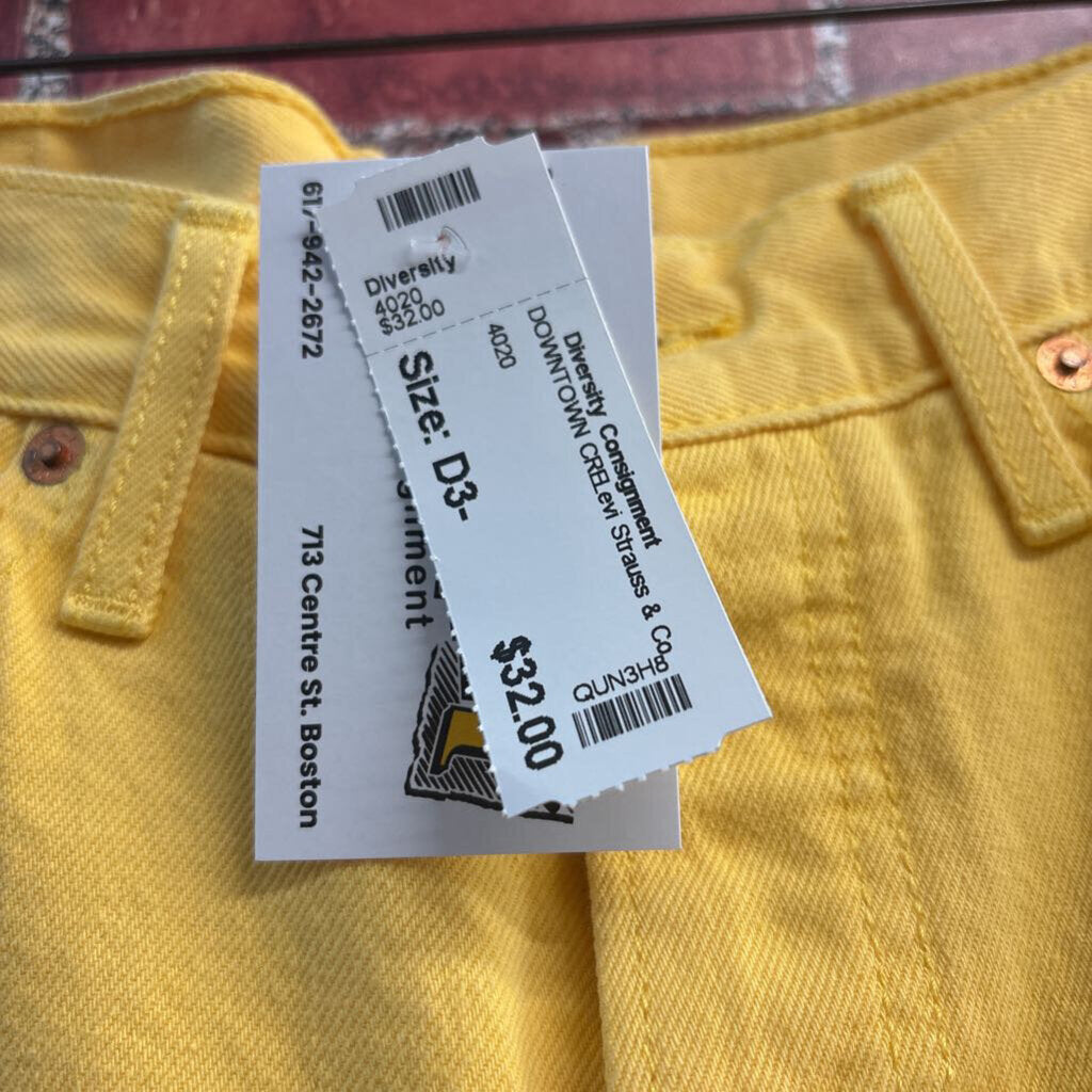 Levi Strauss & Co Jeans Raw Hem Crop Yellow Ladies Size 26