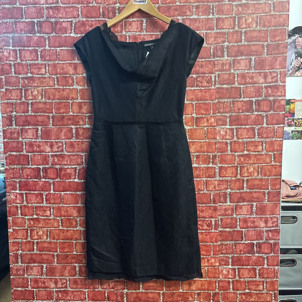 Banana Republic x Mad Men Midi Dress Lace Trim Cap Sleeve Black Size 0