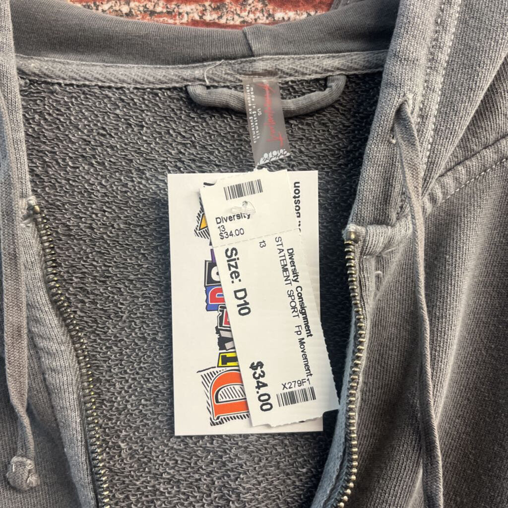 FP Movement Cropped Zip-Up Hoodie Grey Ladies Size L