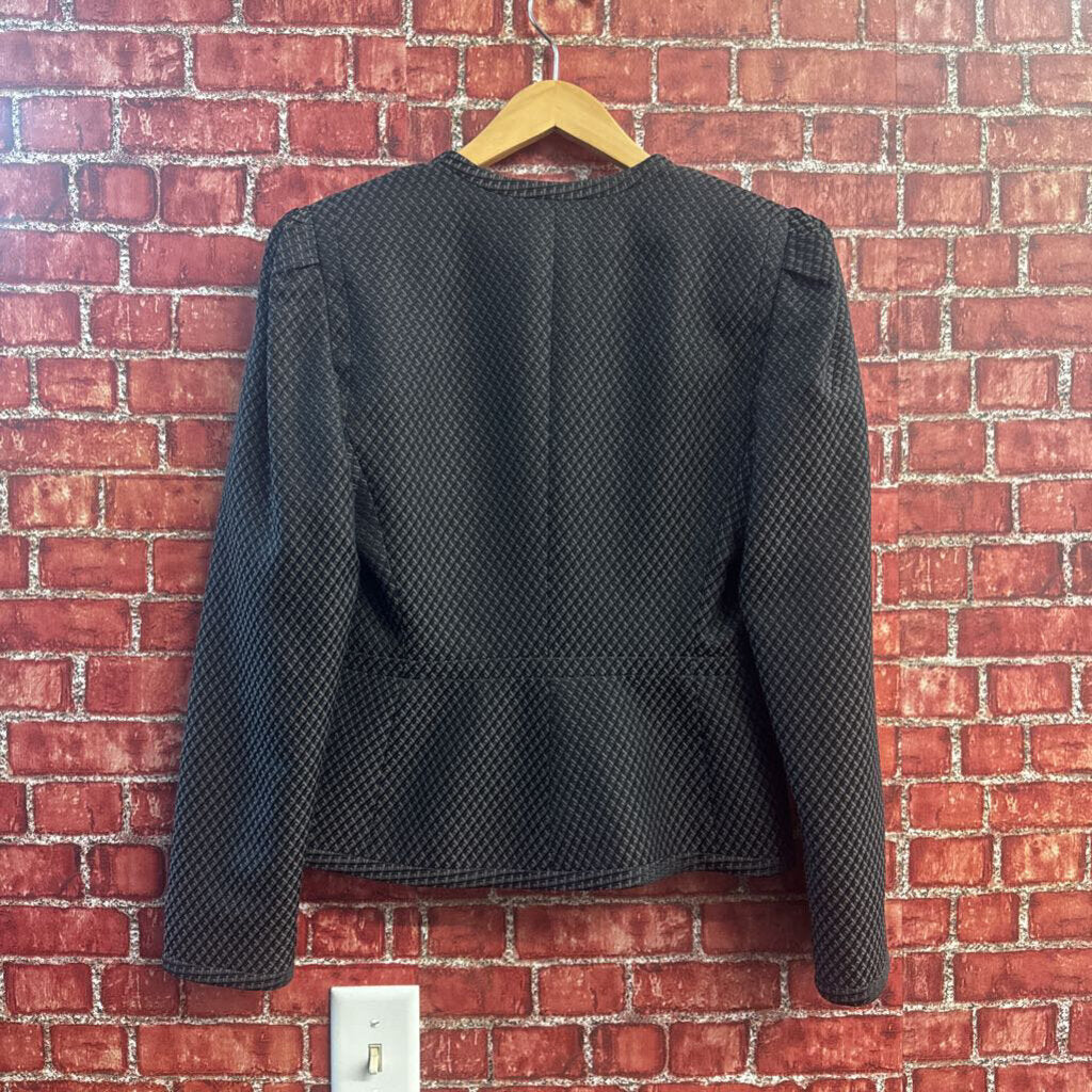 Armani Collezioni Single-Breasted Textured Blazer No Collar Black Size 6