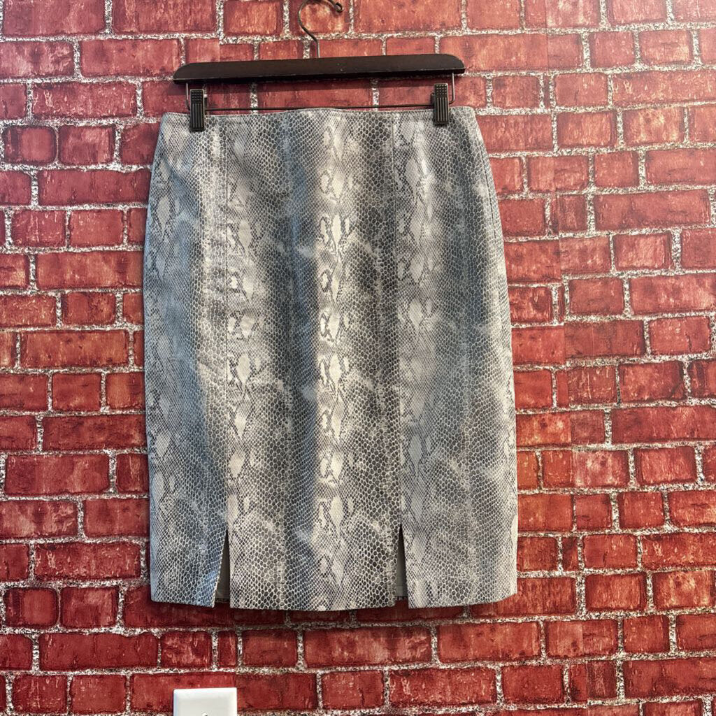 Thalian Genuine Leather Snakeskin Print Skirt Grey/Black Ladies Size 6
