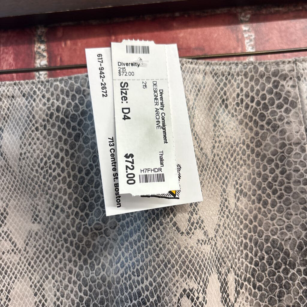 Thalian Genuine Leather Snakeskin Print Skirt Grey/Black Ladies Size 6