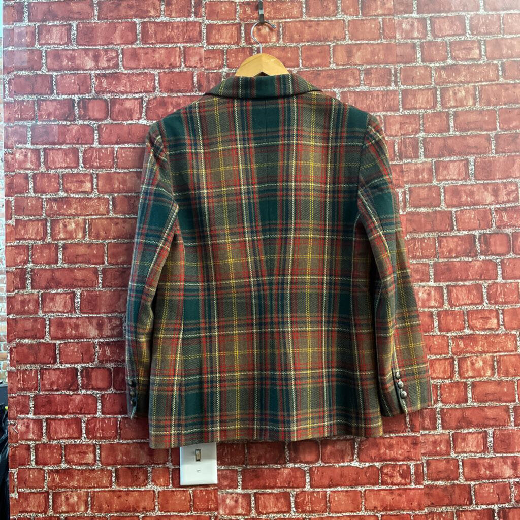 Vintage Gap Plaid Wool-Blend Blazer (AS IS) Green/Red/Brown/Multi Size M