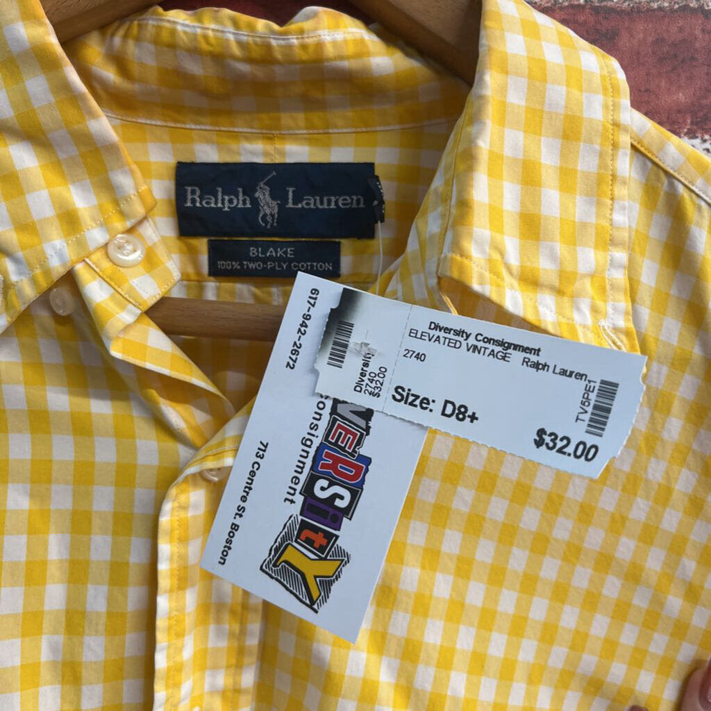 Ralph Lauren Button Up Plaid Yellow/White Men’s Size L