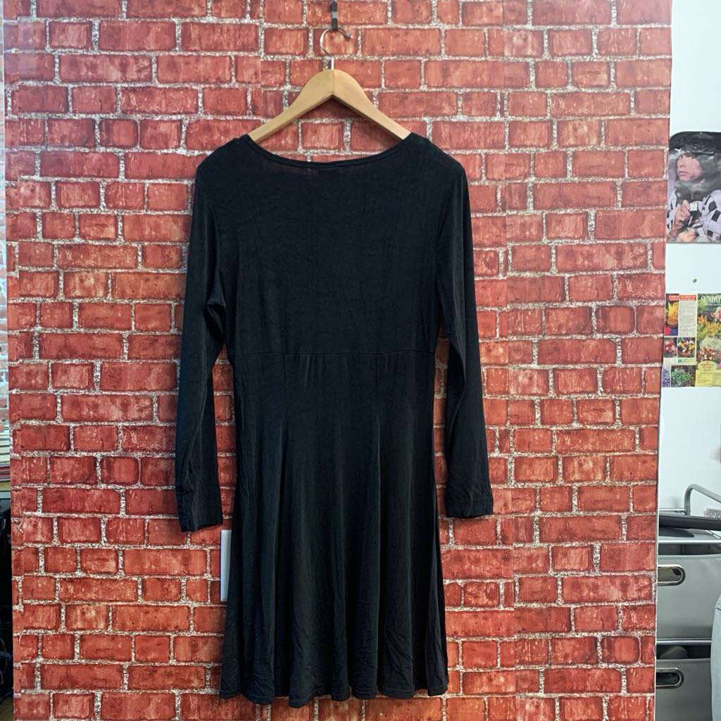 Zanoni by Jalate Vintage Midi Dress Long Sleeve Stretch Black Ladies Size L