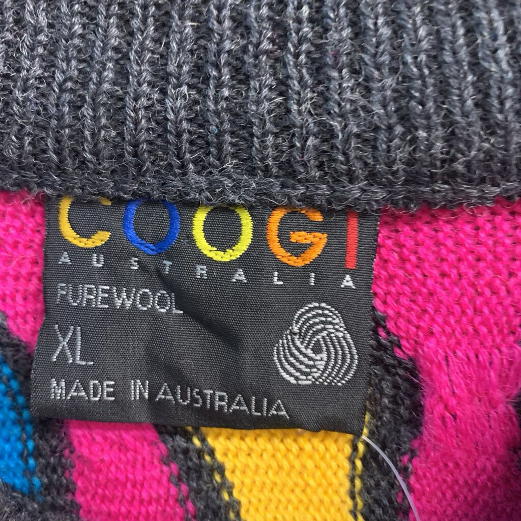 Coogi Vintage Knit Sweater Wool Grey/Multi Men’s Size XL