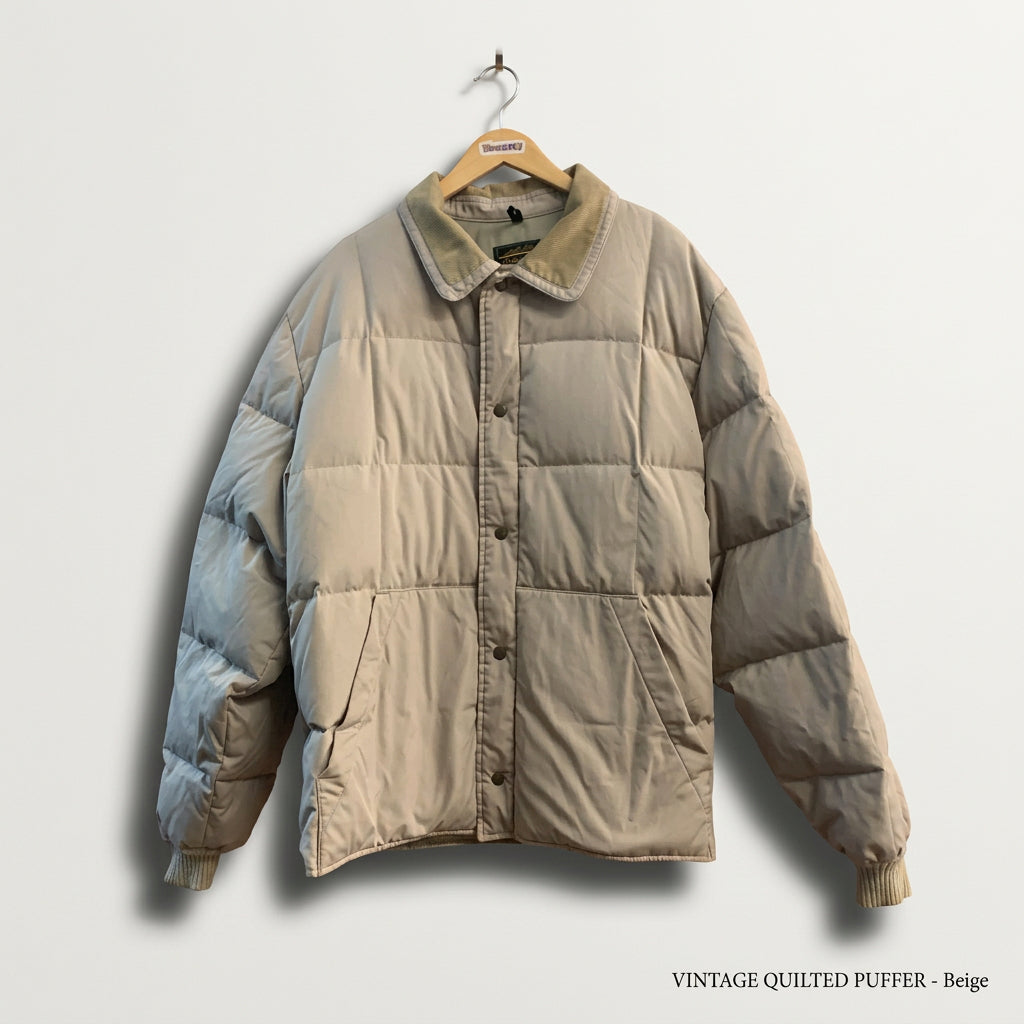 Eddie Bauer Vintage 80s Puffer Jacket Goose Down Tan Men’s Size XXL