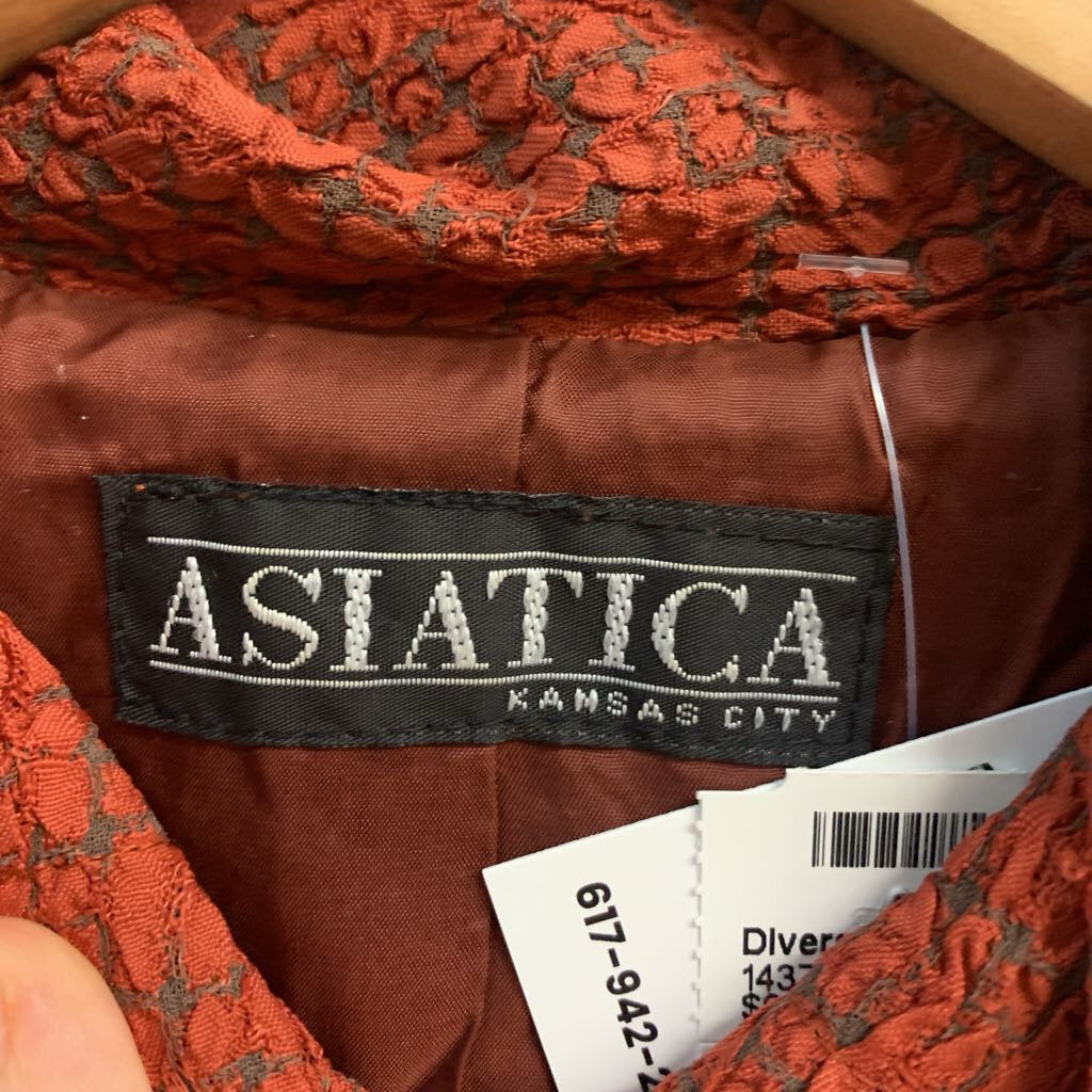 Asiatica Vintage Cardigan Burnt Texture Orange/Grey Ladies Size M