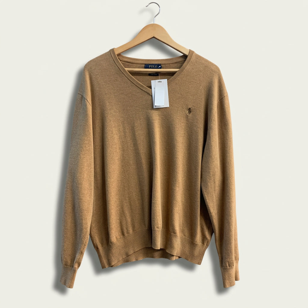 Polo Ralph Lauren V Neck Sweater Brown Men’s Size XL