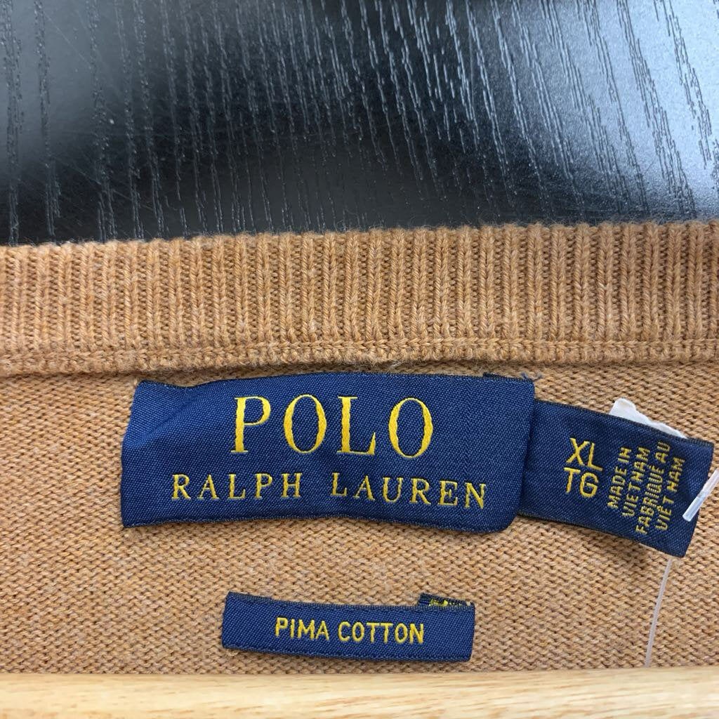 Polo Ralph Lauren V Neck Sweater Brown Men’s Size XL