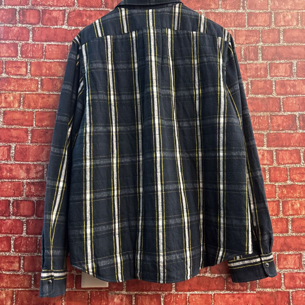 Bloomingdales Shacket Snap Plaid Navy/Yellow/White Men’s Size XL