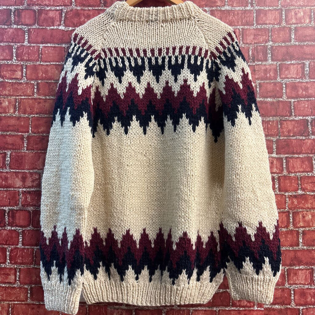 Made in Greece Vintage Knit Sweater Wool Beige/Maroon/Navy Men’s Size XL