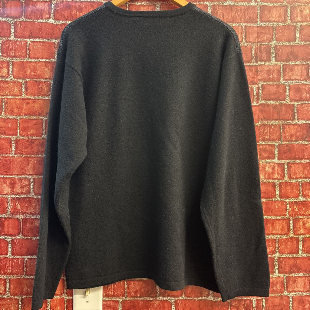 Claiborne Sweater Merino Wool Black/Grey Men’s Size XL