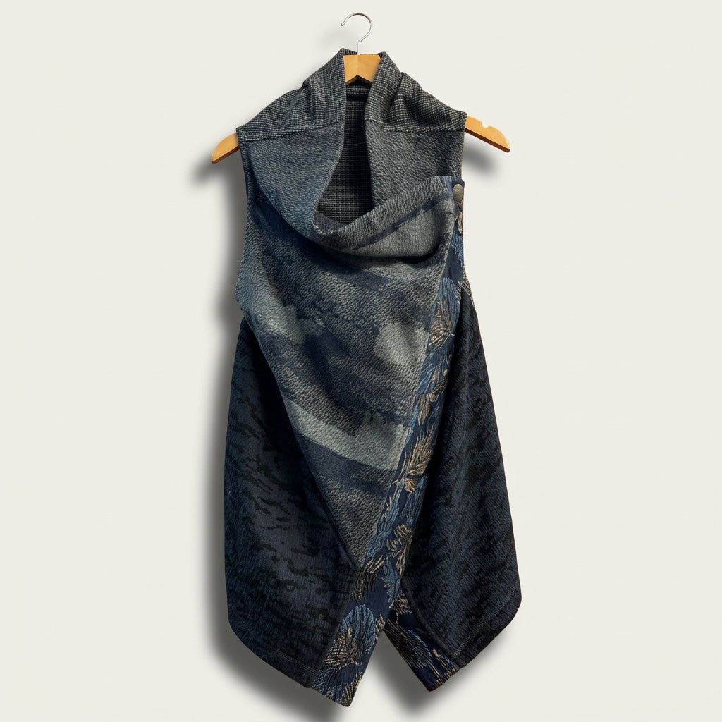 ANVRDIE Vest Midi Pattern Grey/Blue Ladies Size 1 (M)