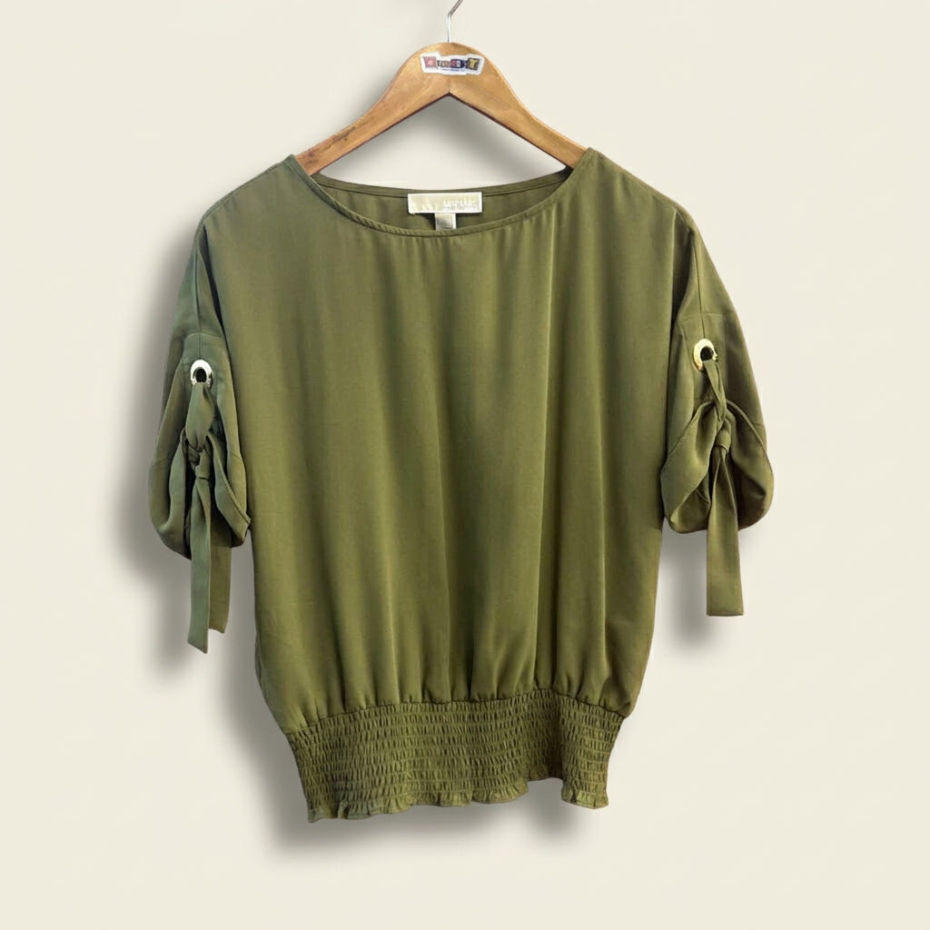 Michael Michael Kors Blouse 1/2 Sleeve Olive Ladies Size P/XS