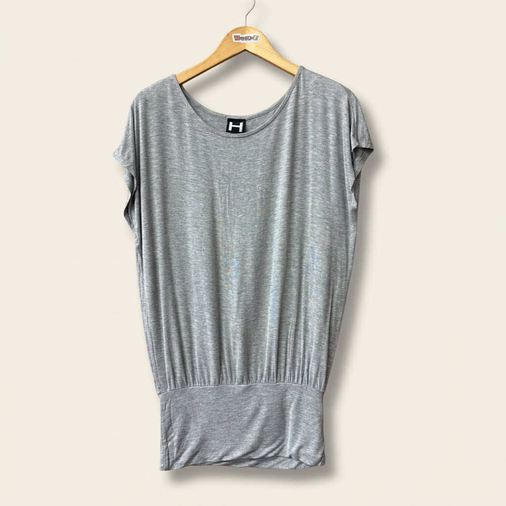 H by Bordeaux Top Cap Sleeve Heather Grey Ladies Size S