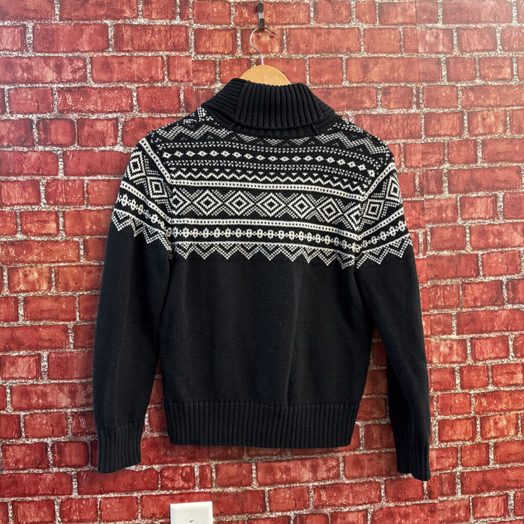 Lauren Ralph Lauren Sweater Toggle Shoulder Knit Black/White Size P/M
