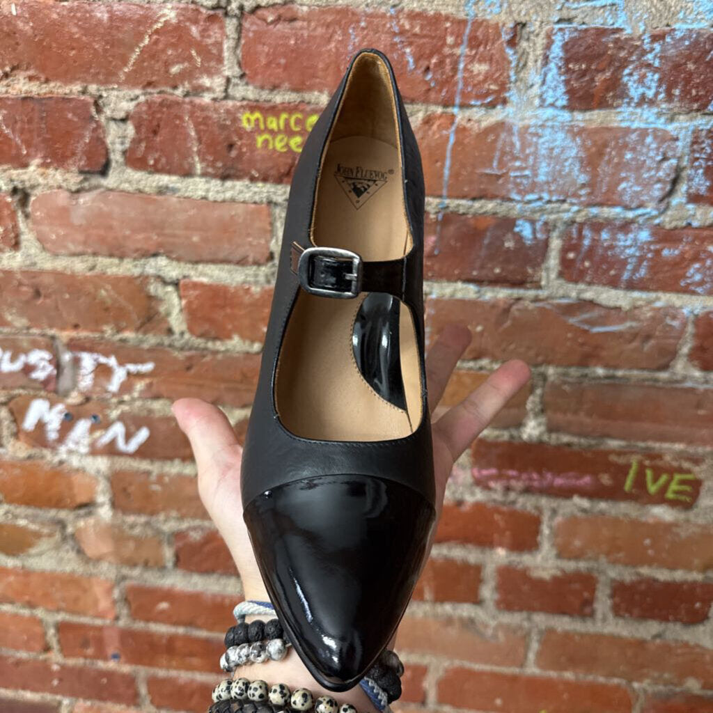 New John Fluevog Malala Black Mary Jane Heels Size 8L