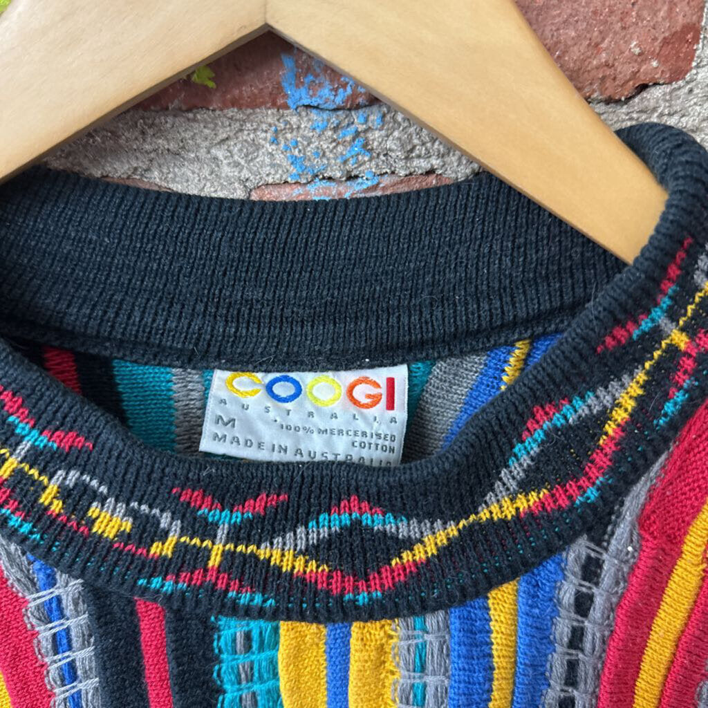 Coogi Vintage Sweater Mock Neck Cotton Australian Knit Grey/Multi Men’s Size M