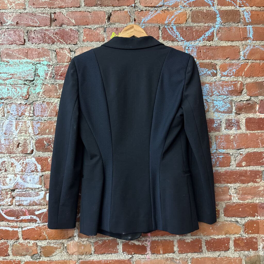 DKNY Blazer Leather Lapel Black Ladies Size 10