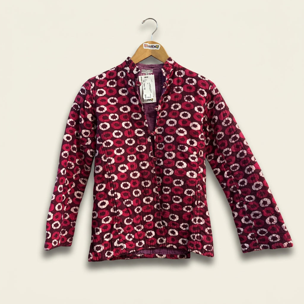 Vintage Red Circle Pattern Coat Ladies Size S