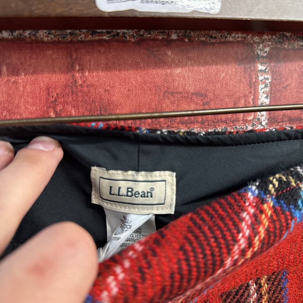 LL Bean Red Plaid Wool Mini Skirt Ladies Size 12
