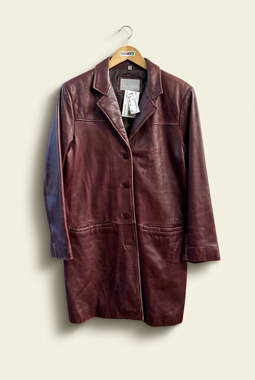 Juliet Michelle Red Soft Leather Coat Ladies Size M
