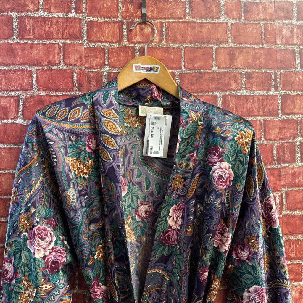 California Dynasty Purple Floral Robe Size L