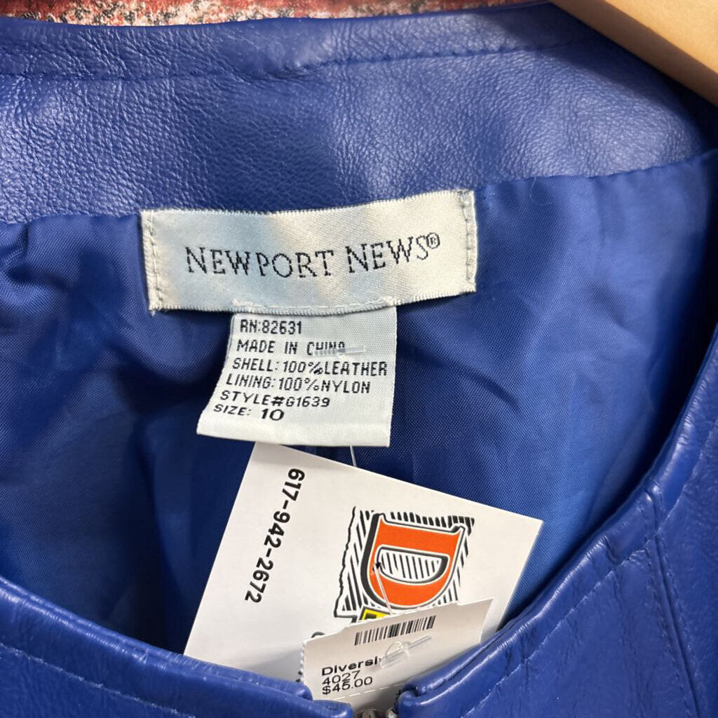 Newport News Blue Leather Jacket Ladies Size 10